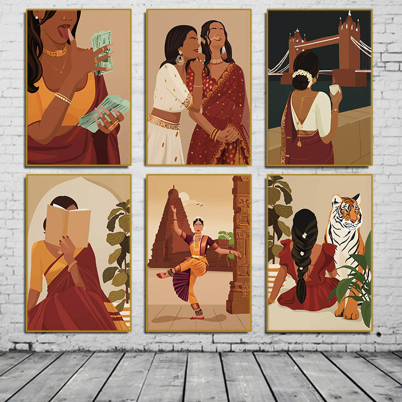 Home Decor Indonesia - Hintli Kadın Saree Giyiyor Kitap Okuyor