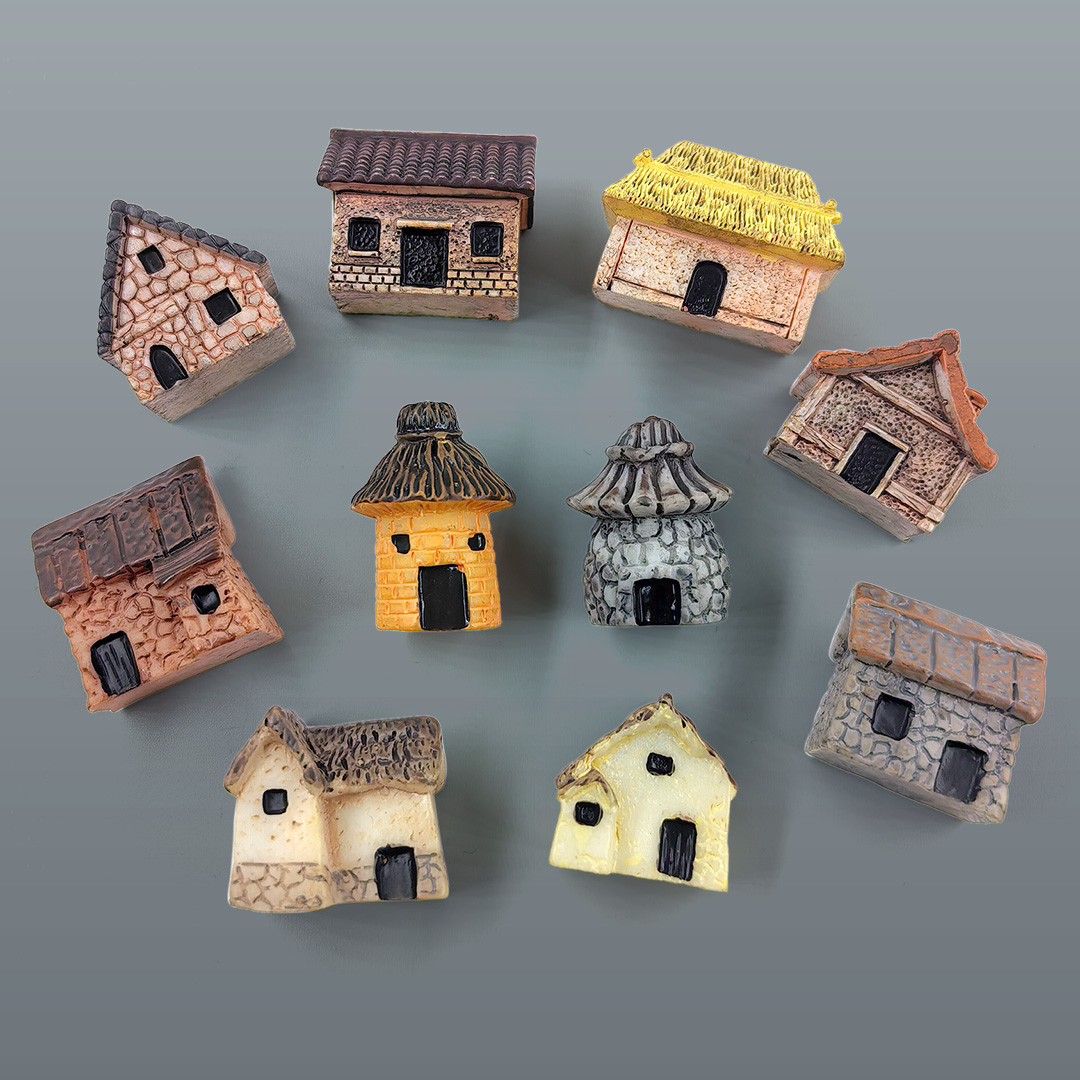 Home Decor Za - Mini Küçük Ev Heykelcik Reçine Zanaat