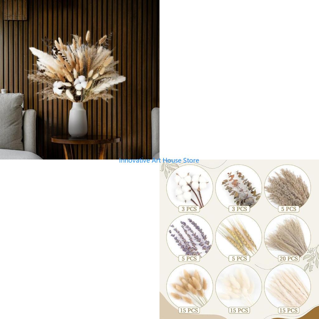 Pampas Grass Decor - E1PC 86 Parça El Yapımı Kurutulmuş